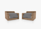 Ensemble de conversation avec fauteuils d'extérieur en osier marron