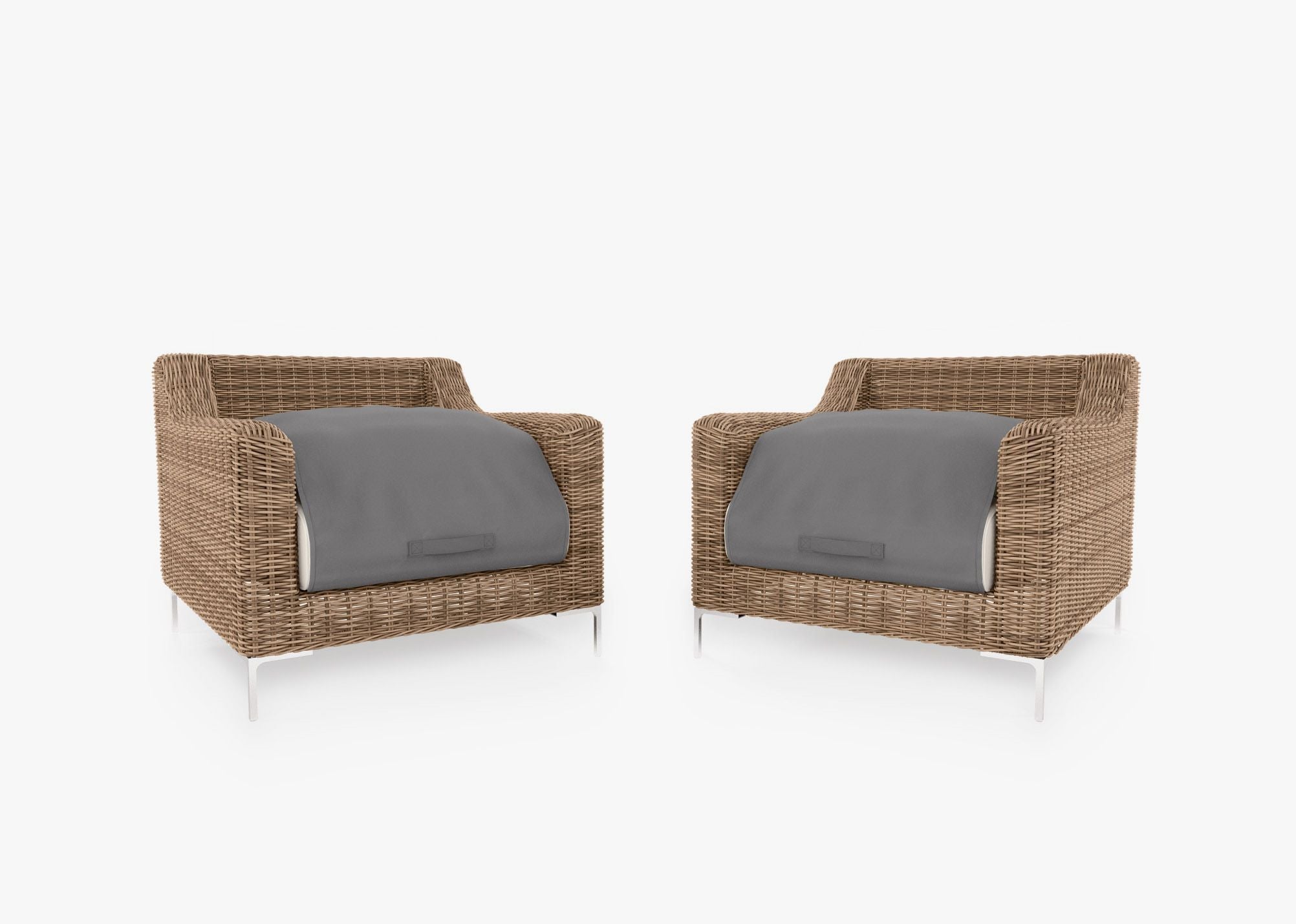Ensemble de conversation avec fauteuils d'extérieur en osier marron