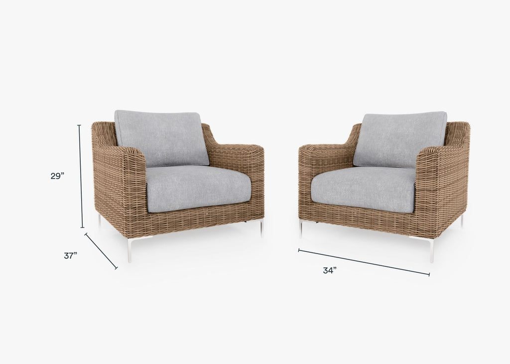 Ensemble de conversation avec fauteuils d'extérieur en osier marron