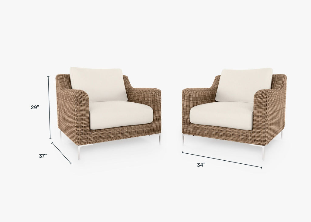 Ensemble de conversation avec fauteuils d'extérieur en osier marron