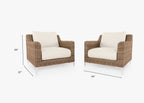 Ensemble de conversation avec fauteuils d'extérieur en osier marron