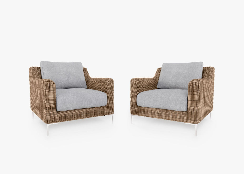 Ensemble de conversation avec fauteuils d'extérieur en osier marron