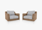 Ensemble de conversation avec fauteuils d'extérieur en osier marron