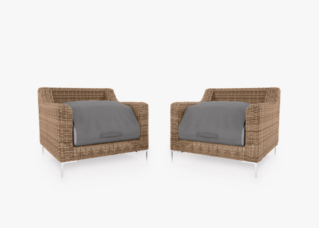 Ensemble de conversation avec fauteuils d'extérieur en osier marron