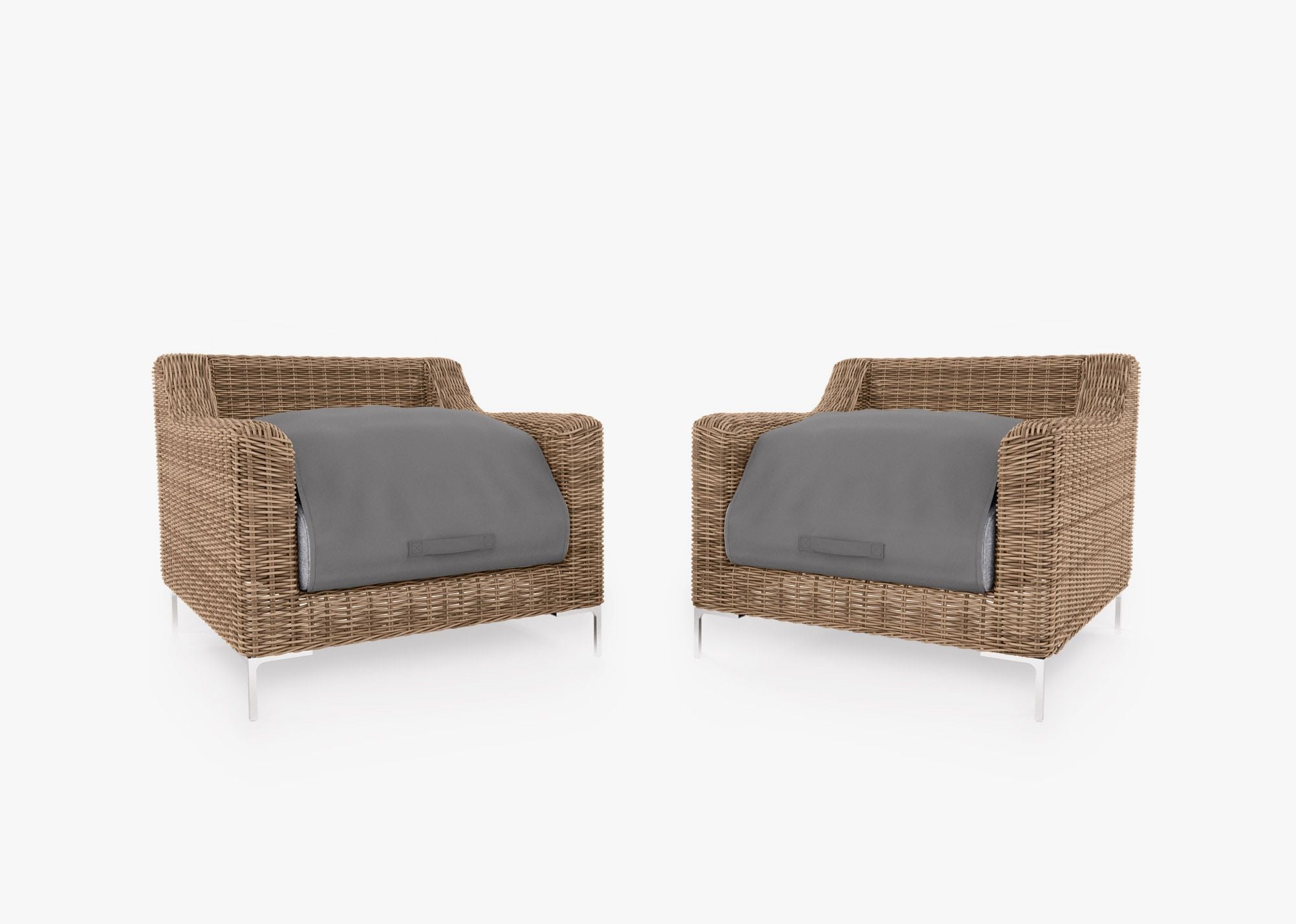 Ensemble de conversation avec fauteuils d'extérieur en osier marron