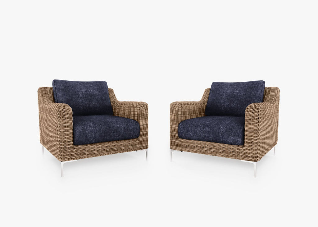 Ensemble de conversation avec fauteuils d'extérieur en osier marron