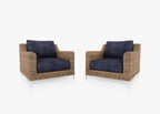 Ensemble de conversation avec fauteuils d'extérieur en osier marron