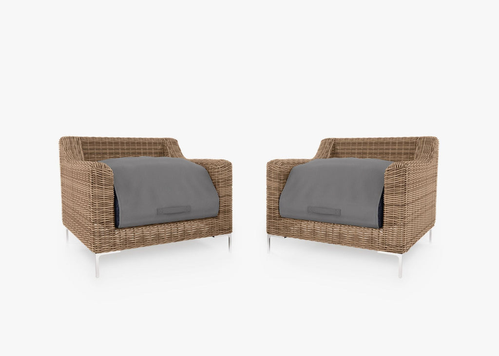 Ensemble de conversation avec fauteuils d'extérieur en osier marron