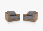 Ensemble de conversation avec fauteuils d'extérieur en osier marron