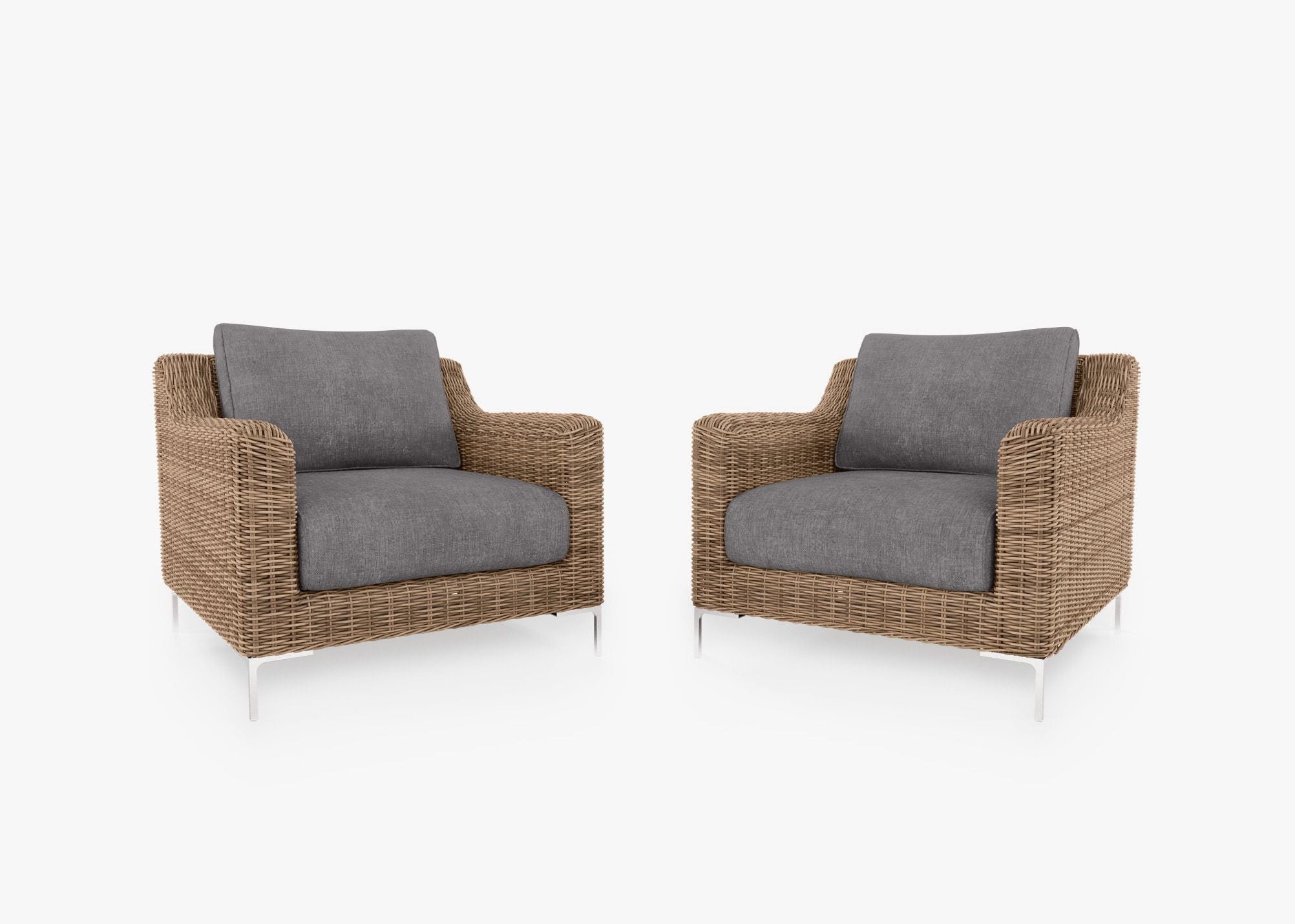 Ensemble de conversation avec fauteuils d'extérieur en osier marron