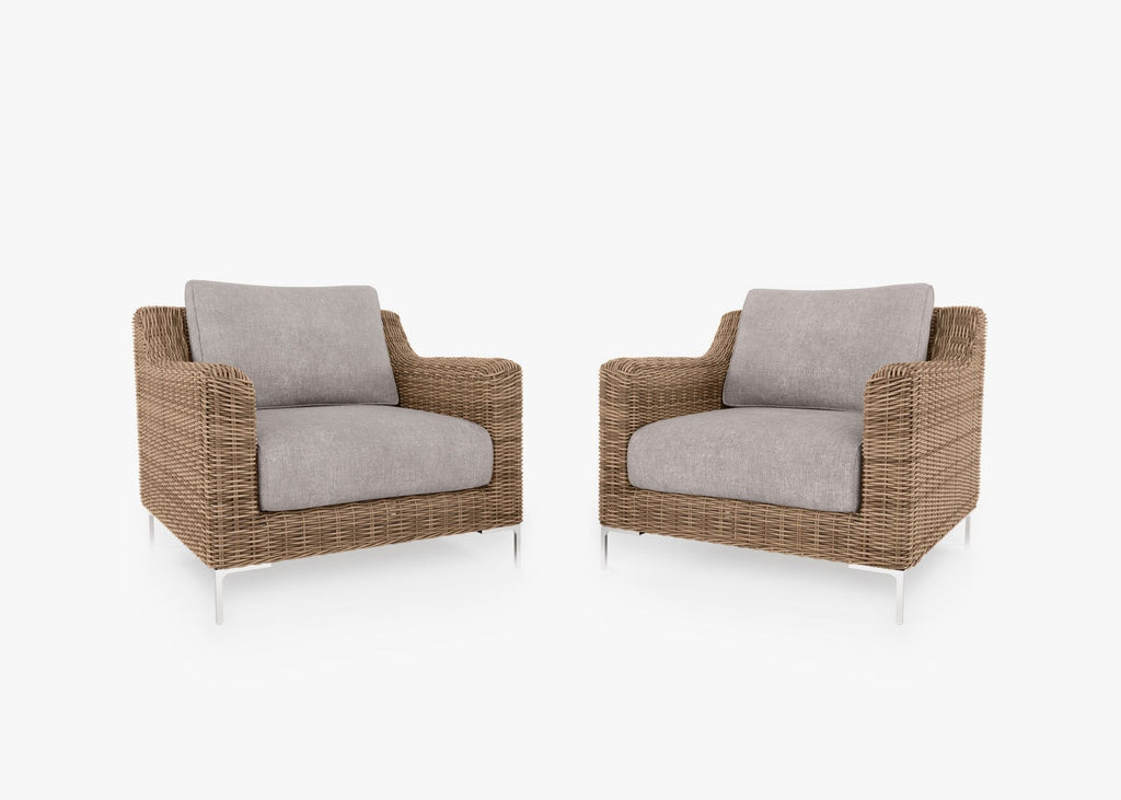 Ensemble de conversation avec fauteuils d'extérieur en osier marron