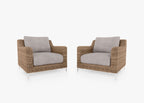 Ensemble de conversation avec fauteuils d'extérieur en osier marron