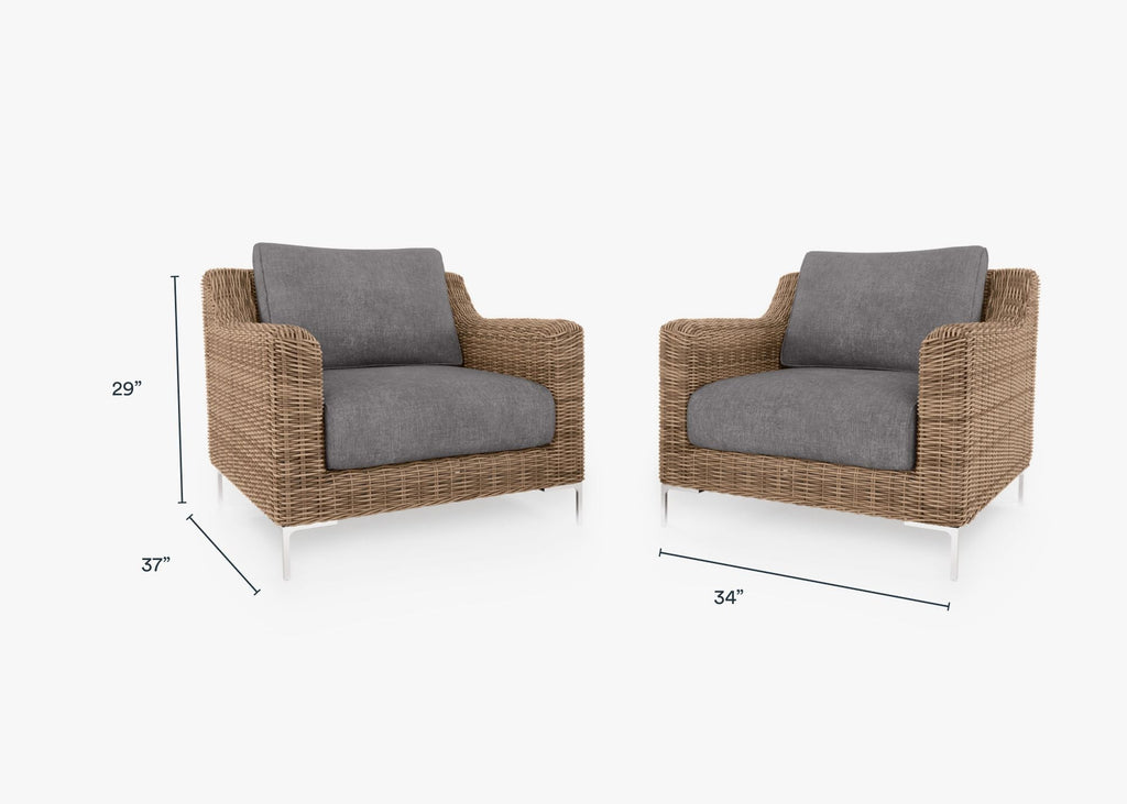 Ensemble de conversation avec fauteuils d'extérieur en osier marron