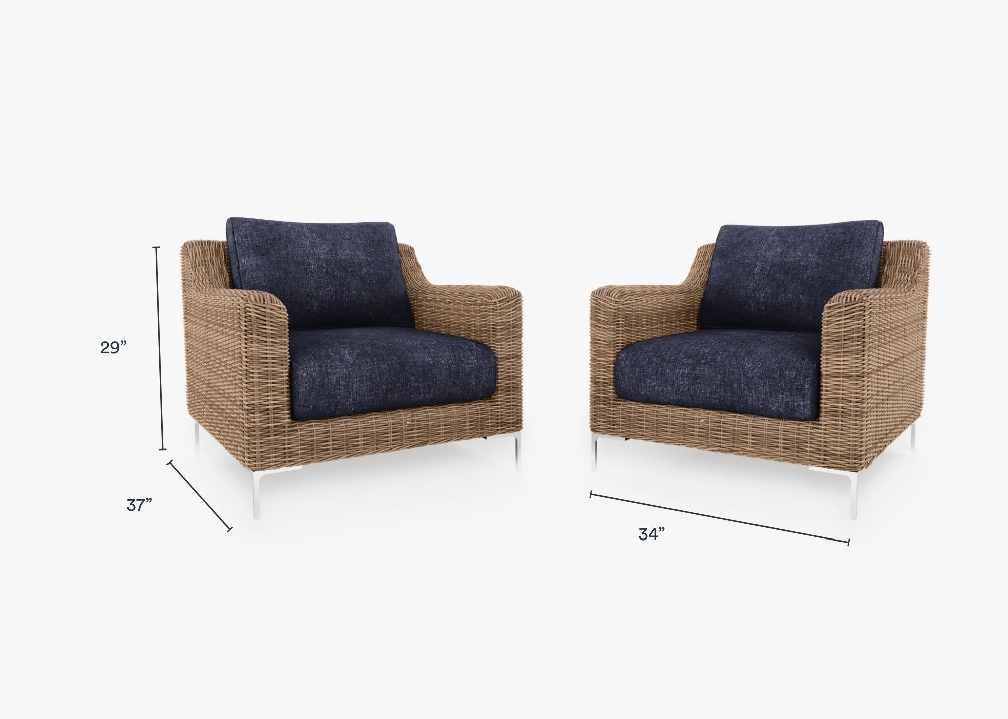 Ensemble de conversation avec fauteuils d'extérieur en osier marron