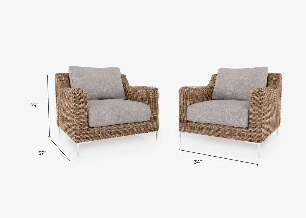 Ensemble de conversation avec fauteuils d'extérieur en osier marron