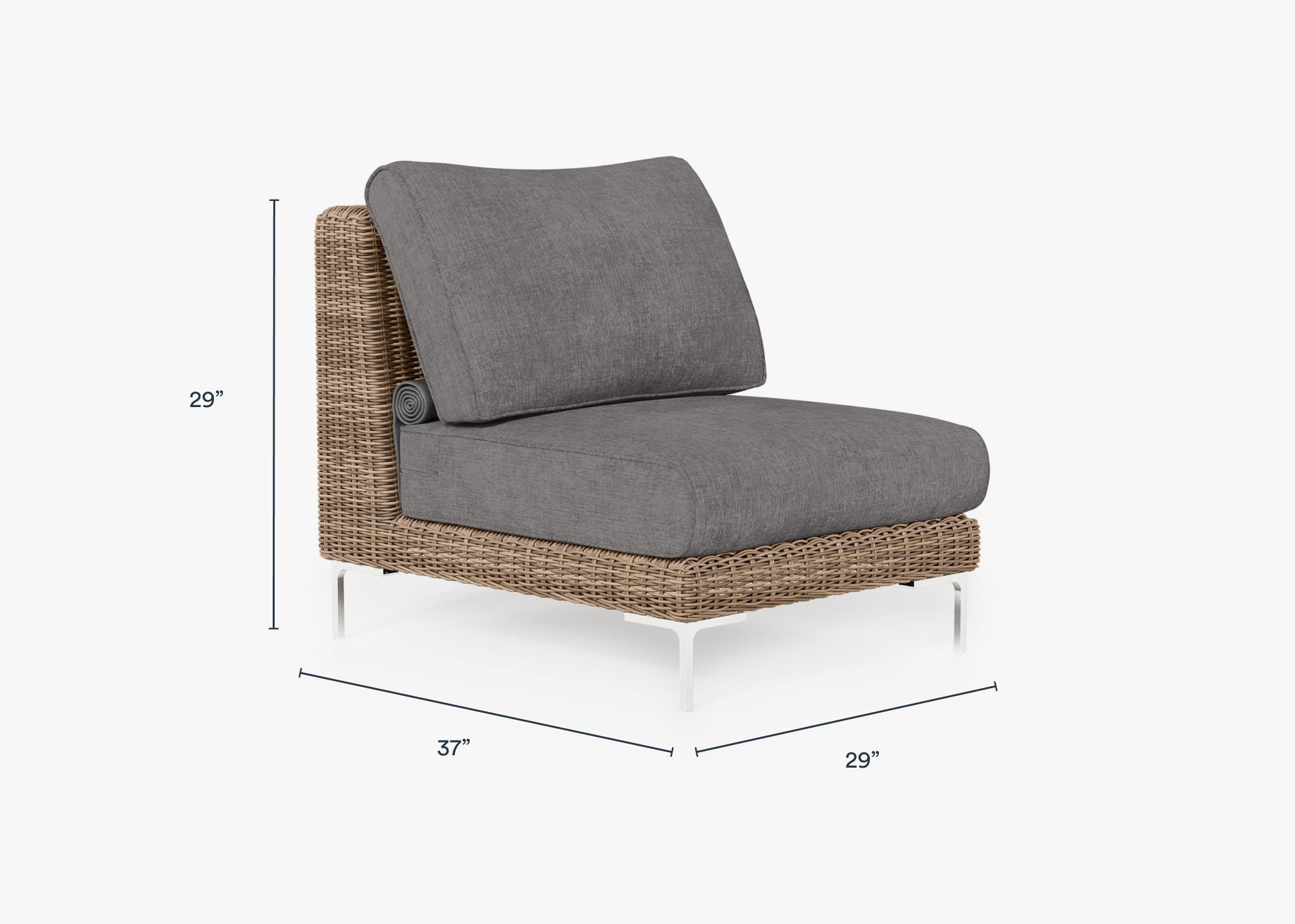 Chaise d'extérieur sans accoudoirs en osier marron