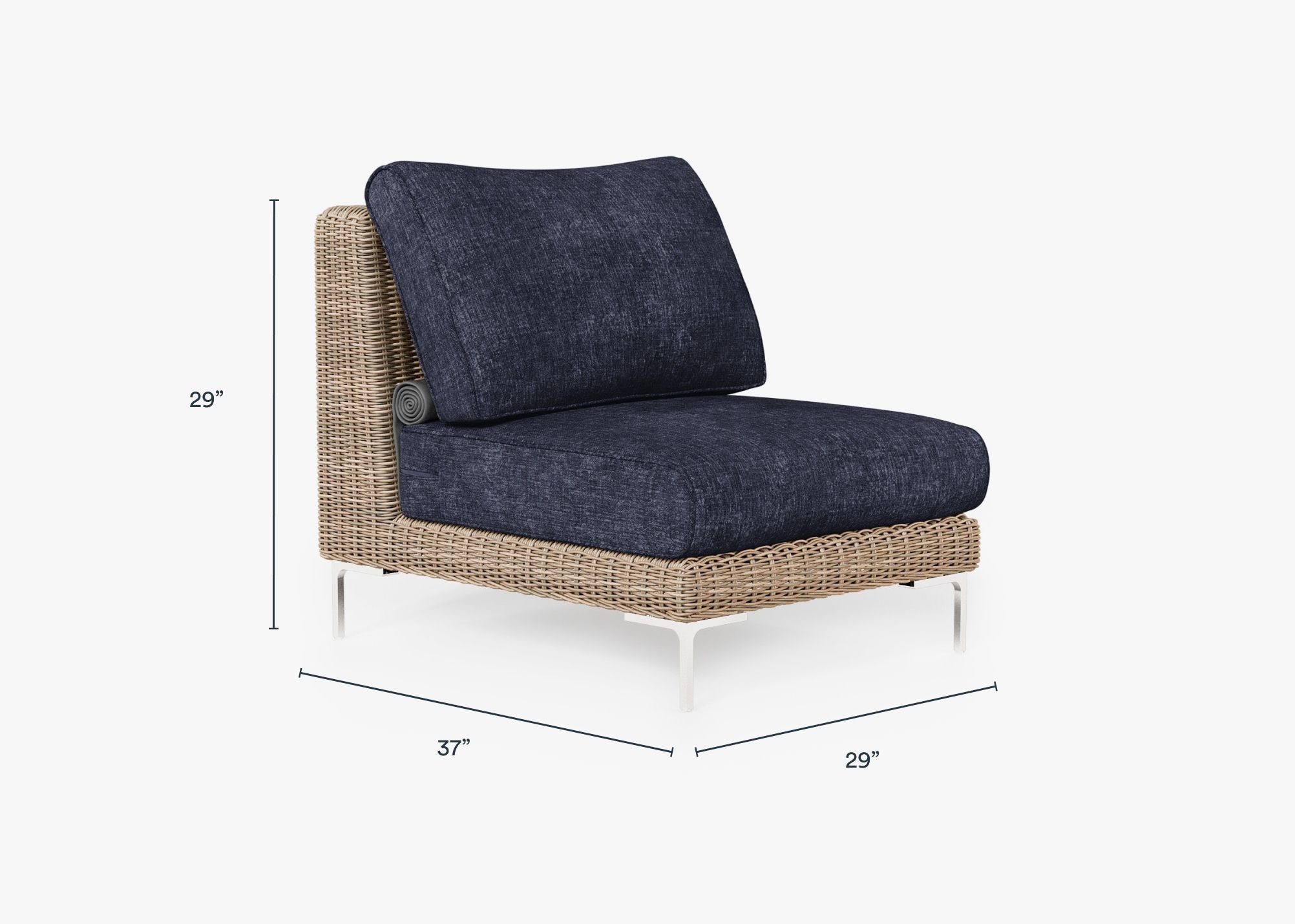 Chaise d'extérieur sans accoudoirs en osier marron