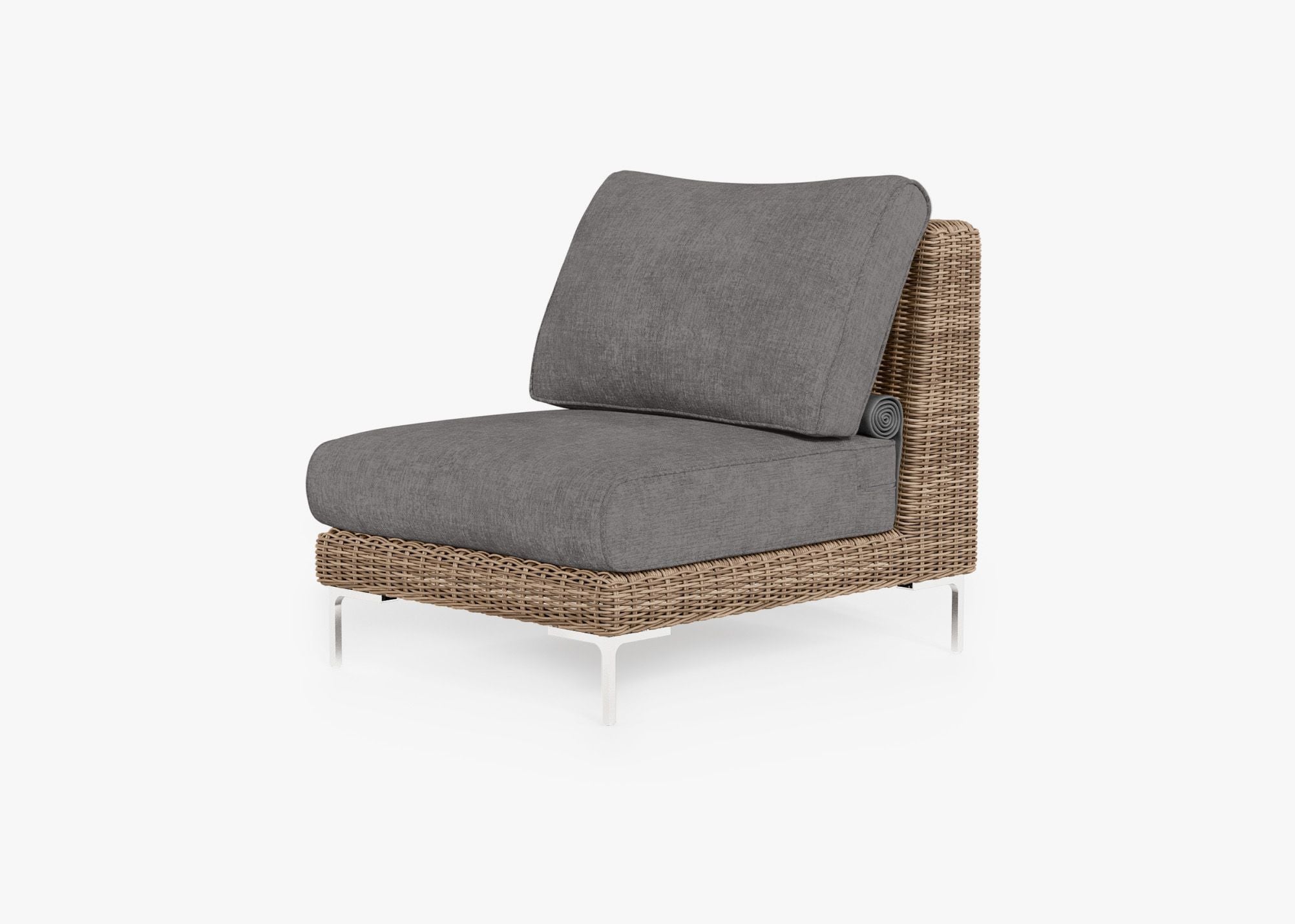 Chaise d'extérieur sans accoudoirs en osier marron