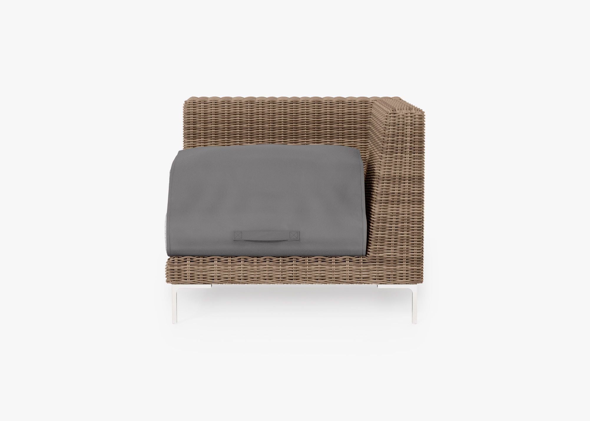 Chaise d'angle d'extérieur en osier marron - Gauche/Droite