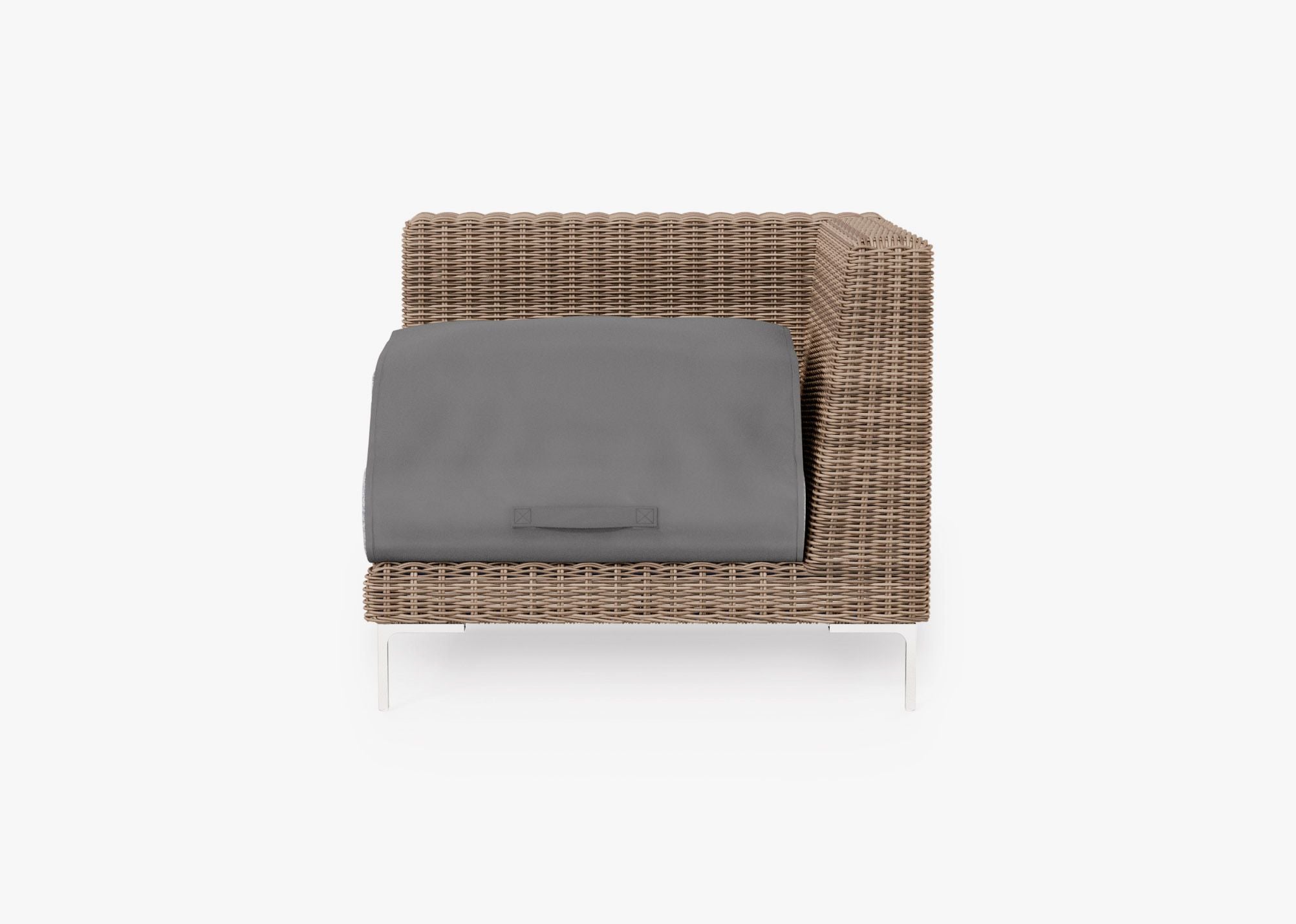 Chaise d'angle d'extérieur en osier marron - Gauche/Droite