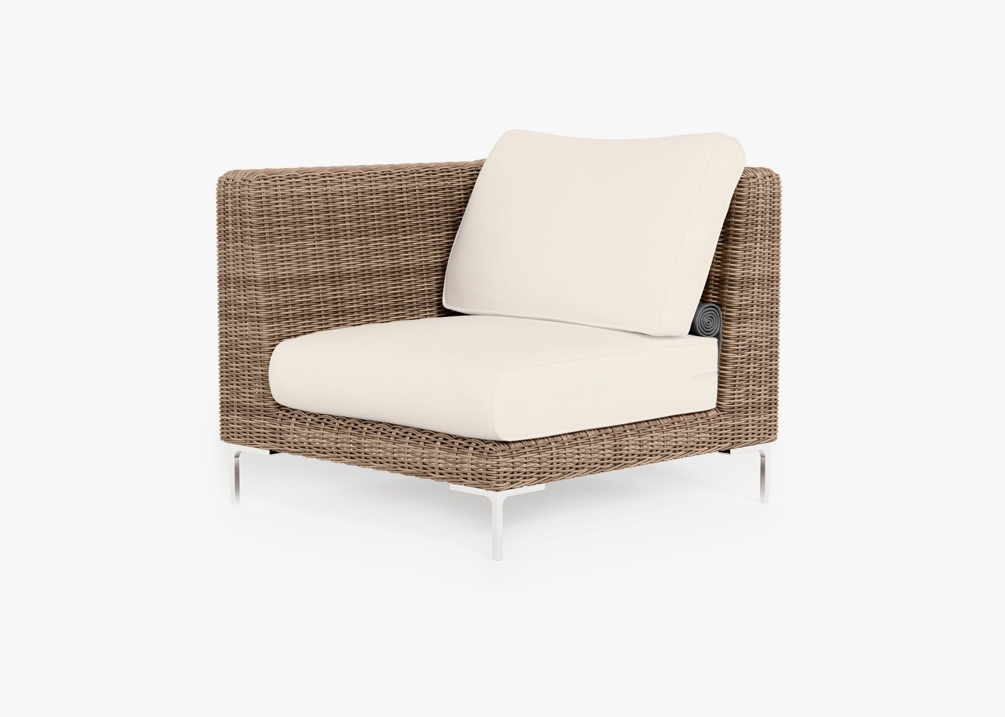 Chaise d'angle d'extérieur en osier marron - Gauche/Droite
