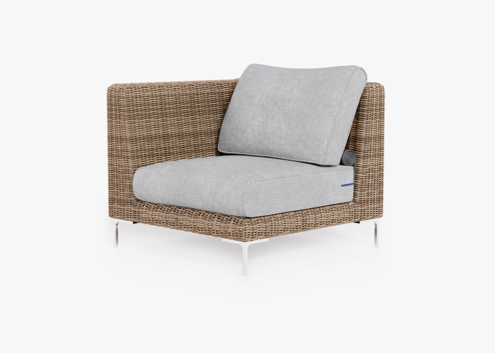 Chaise d'angle d'extérieur en osier marron - Gauche/Droite