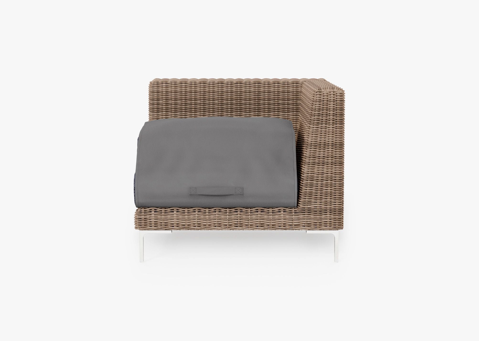 Chaise d'angle d'extérieur en osier marron - Gauche/Droite