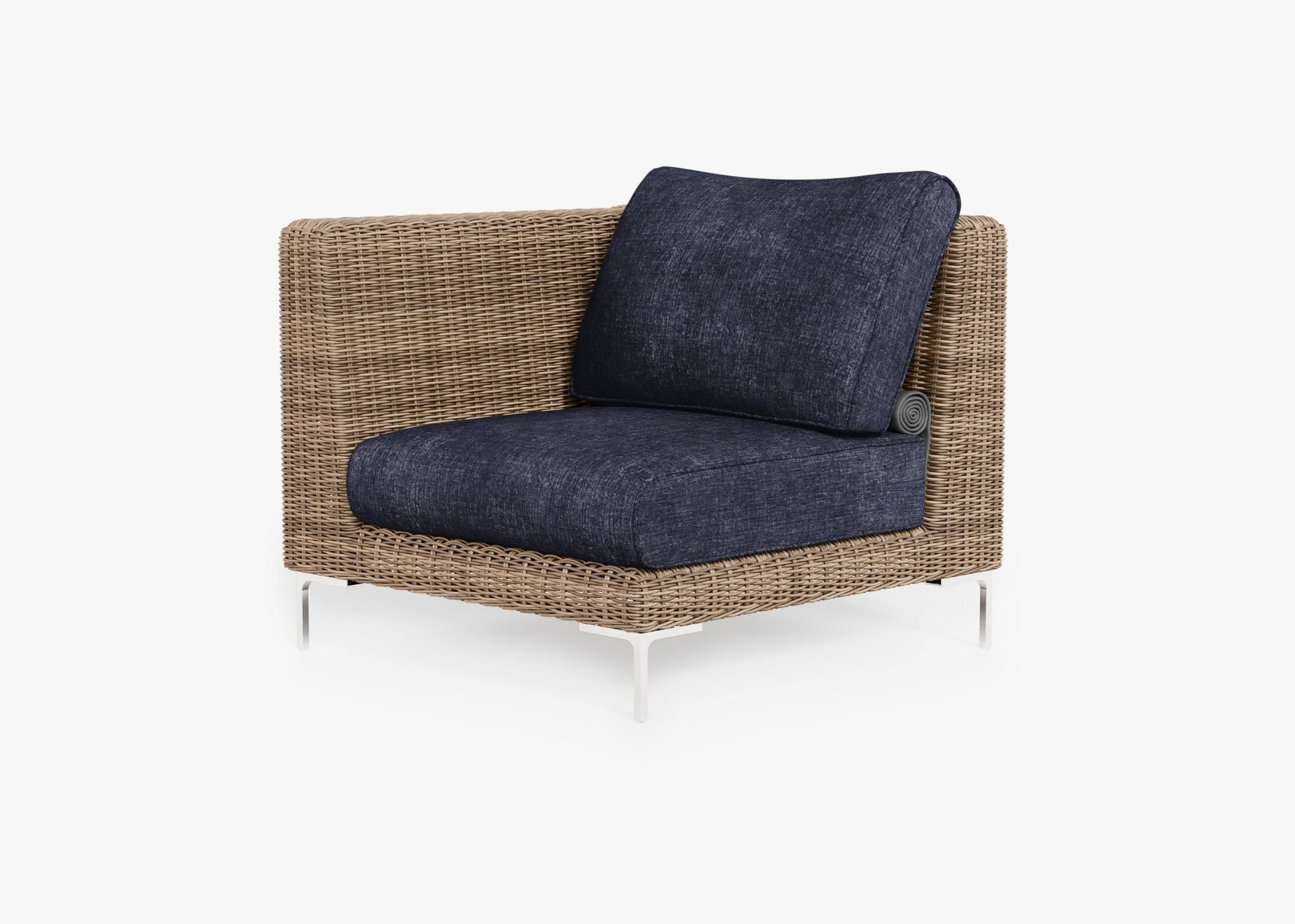Chaise d'angle d'extérieur en osier marron - Gauche/Droite
