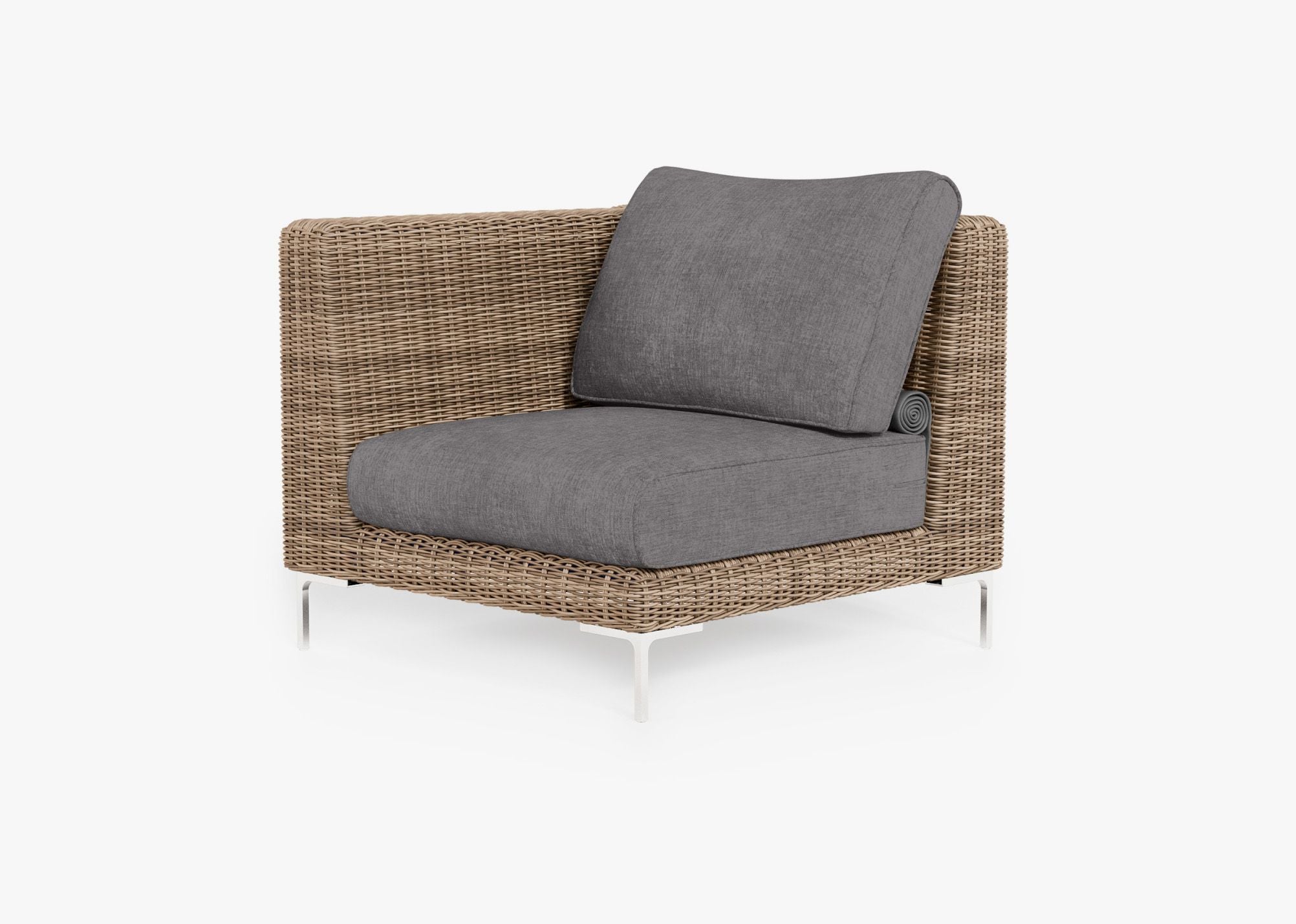 Chaise d'angle d'extérieur en osier marron - Gauche/Droite