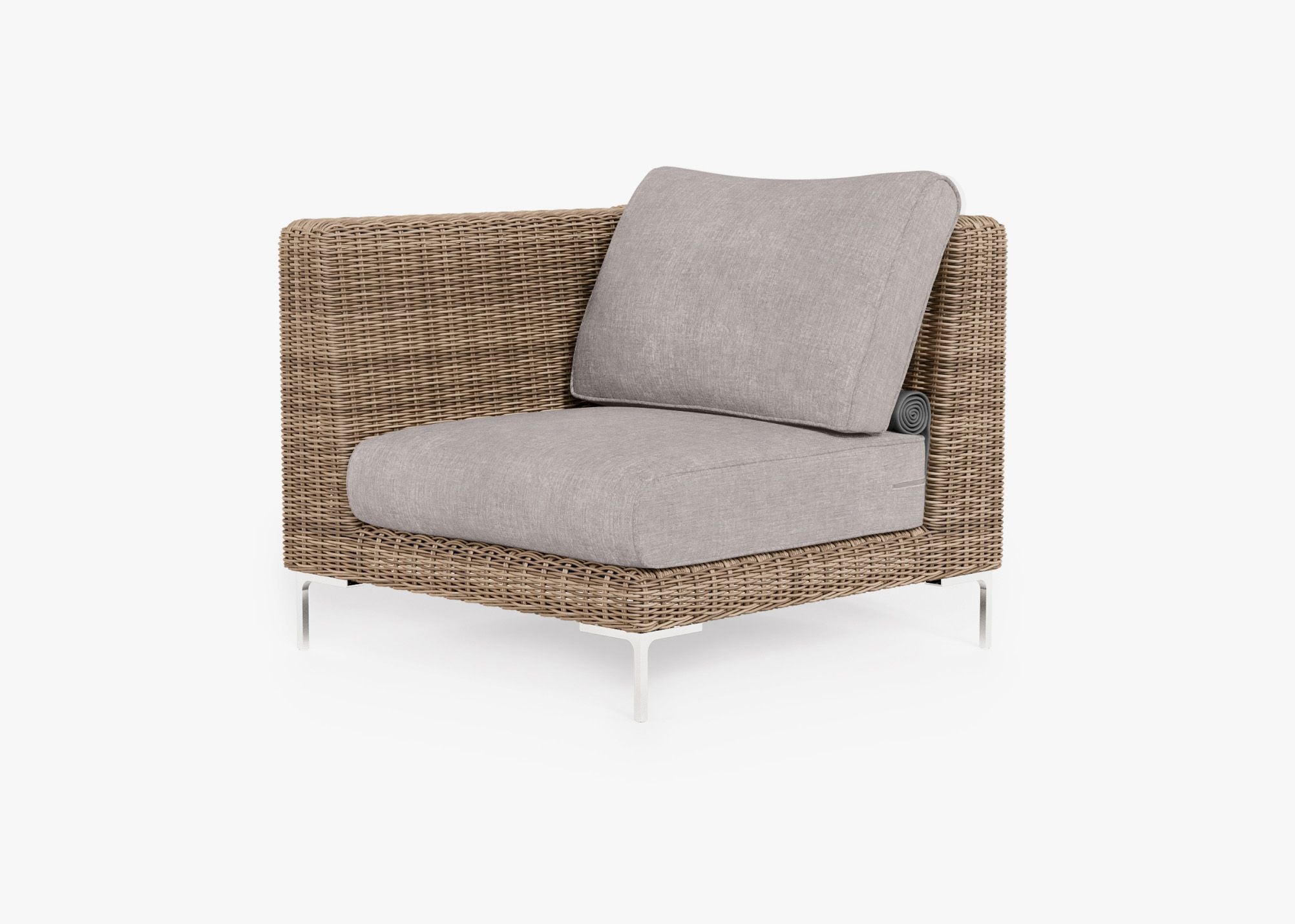 Chaise d'angle d'extérieur en osier marron - Gauche/Droite