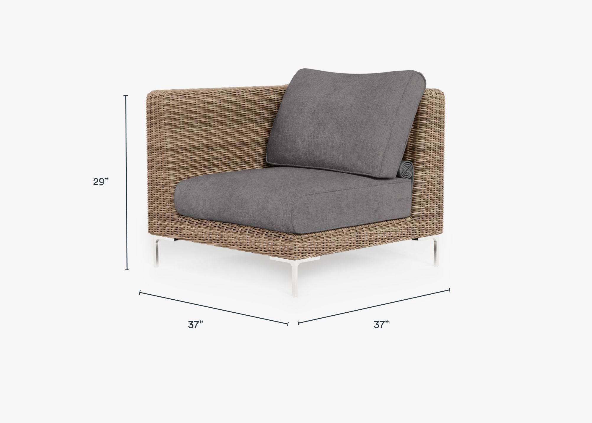 Chaise d'angle d'extérieur en osier marron - Gauche/Droite