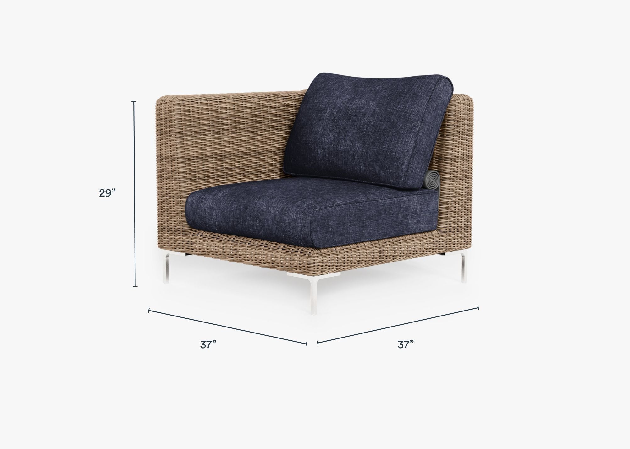 Chaise d'angle d'extérieur en osier marron - Gauche/Droite