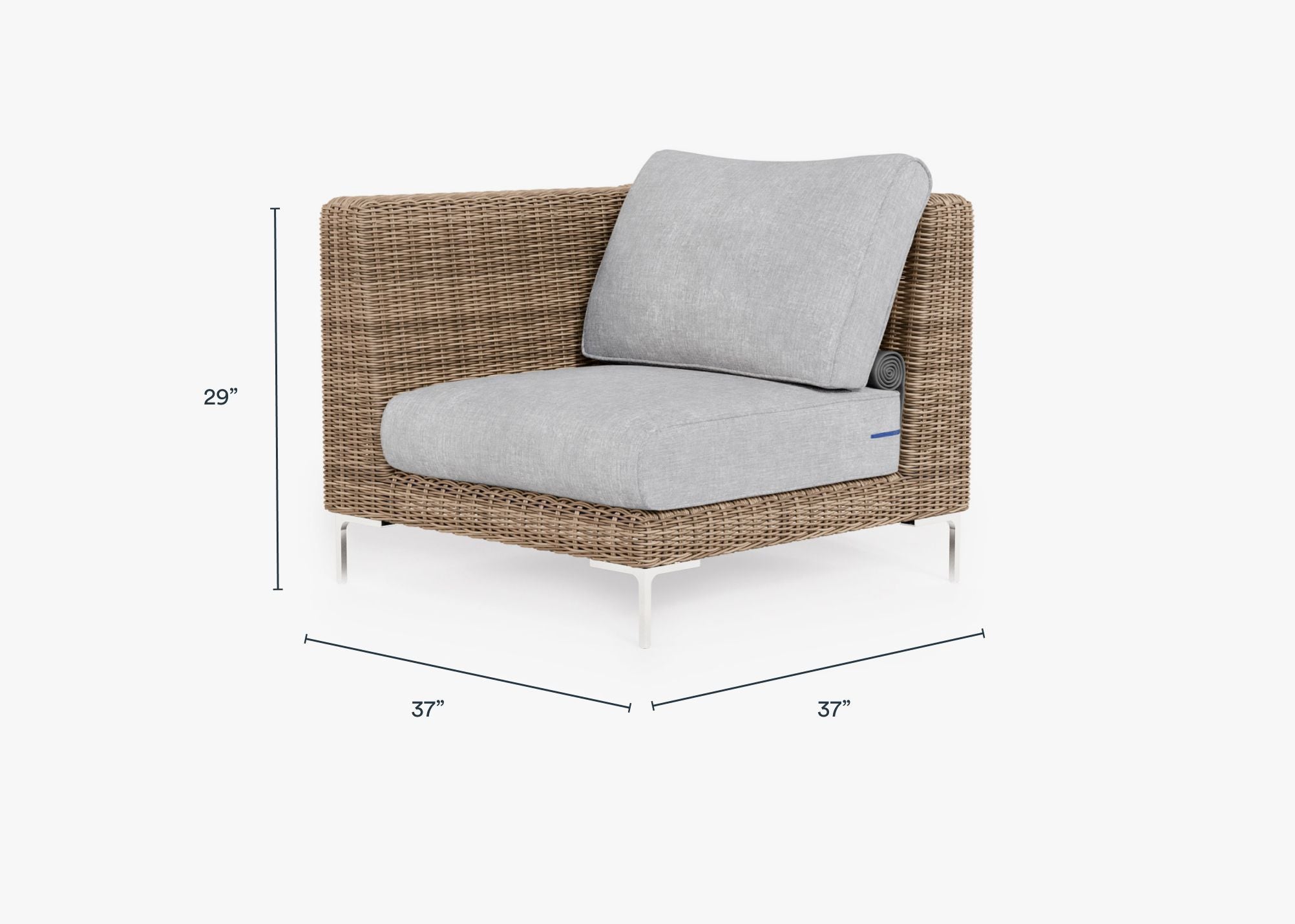 Chaise d'angle d'extérieur en osier marron - Gauche/Droite