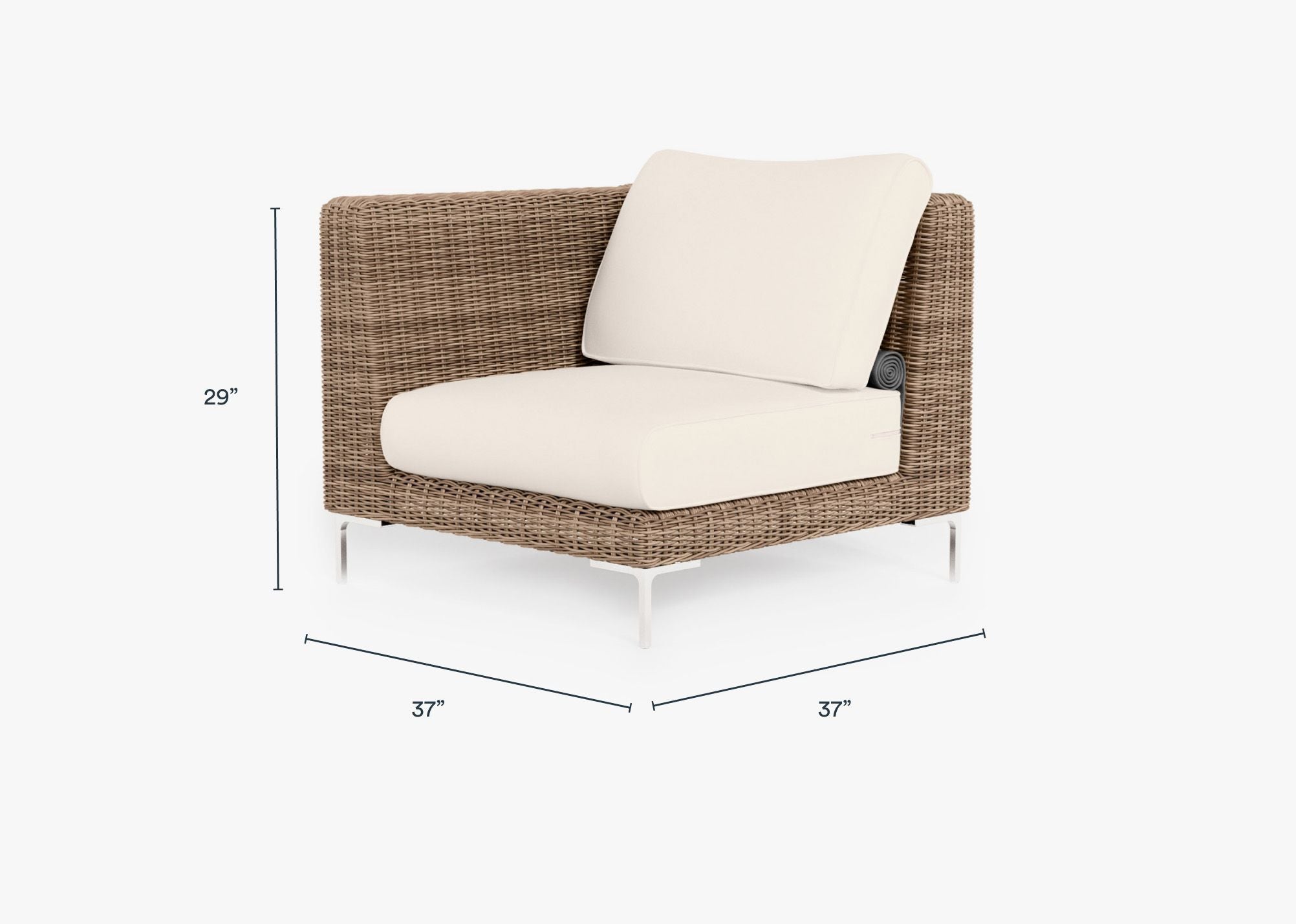 Chaise d'angle d'extérieur en osier marron - Gauche/Droite