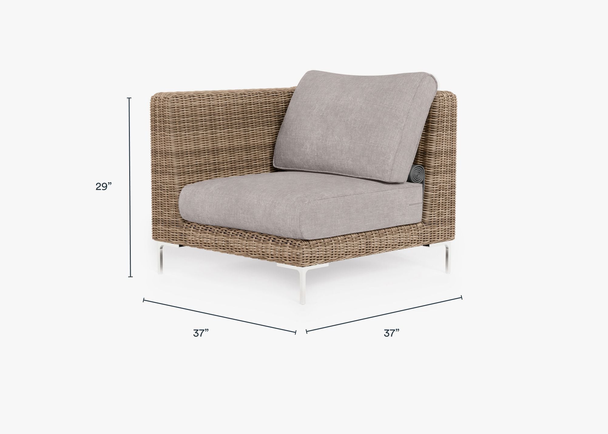 Chaise d'angle d'extérieur en osier marron - Gauche/Droite