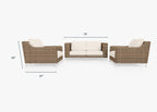 Causeuse d'extérieur en osier marron avec fauteuils - 4 places