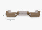 Causeuse d'extérieur en osier marron avec fauteuils - 4 places