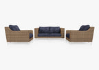 Causeuse d'extérieur en osier marron avec fauteuils - 4 places