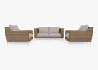 Causeuse d'extérieur en osier marron avec fauteuils - 4 places