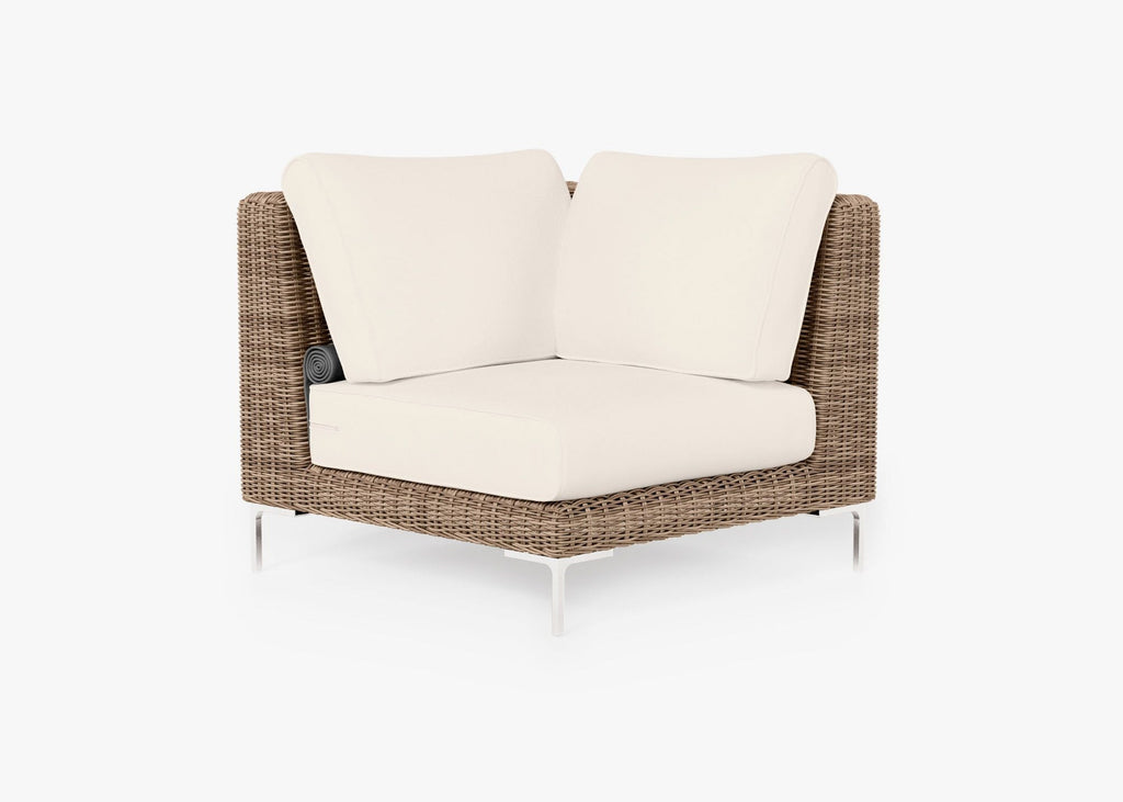 Chaise sectionnelle d'extérieur en osier marron