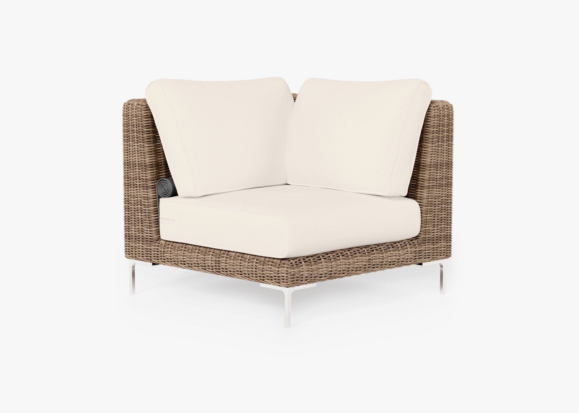 Chaise sectionnelle d'extérieur en osier marron