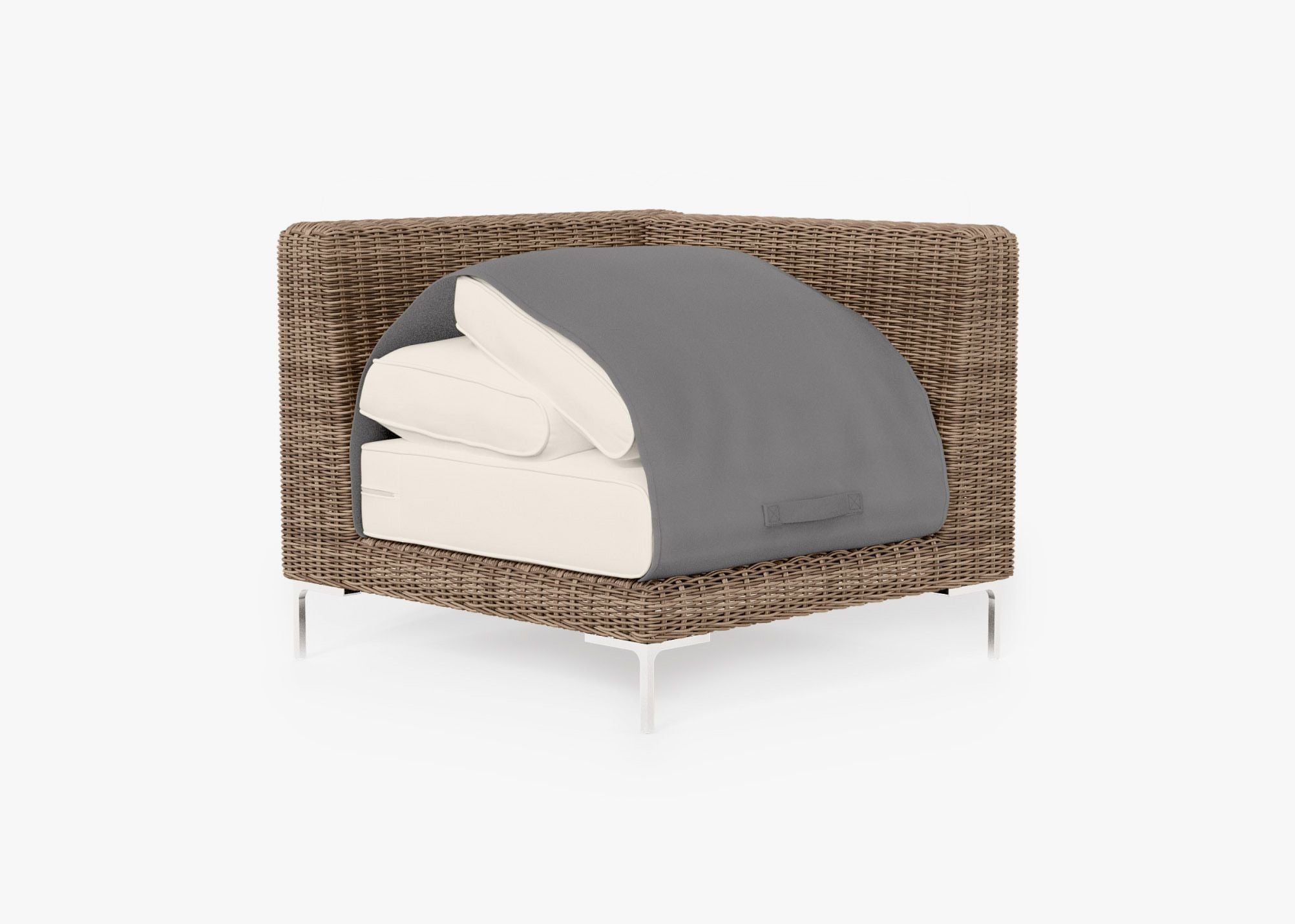Chaise sectionnelle d'extérieur en osier marron
