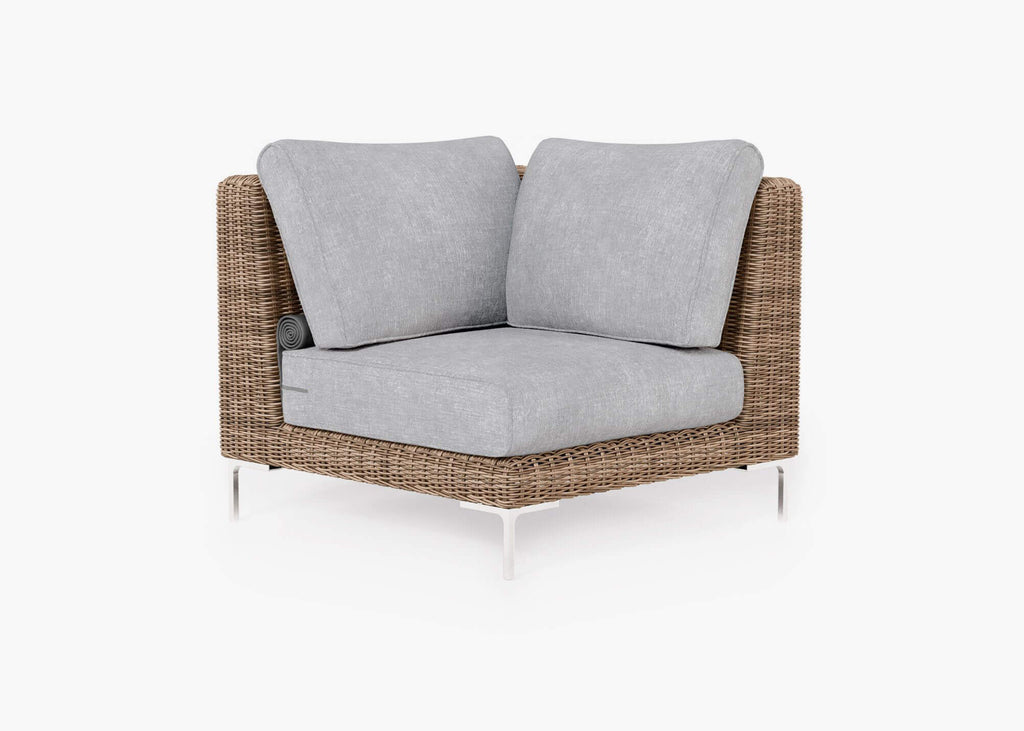 Chaise sectionnelle d'extérieur en osier marron