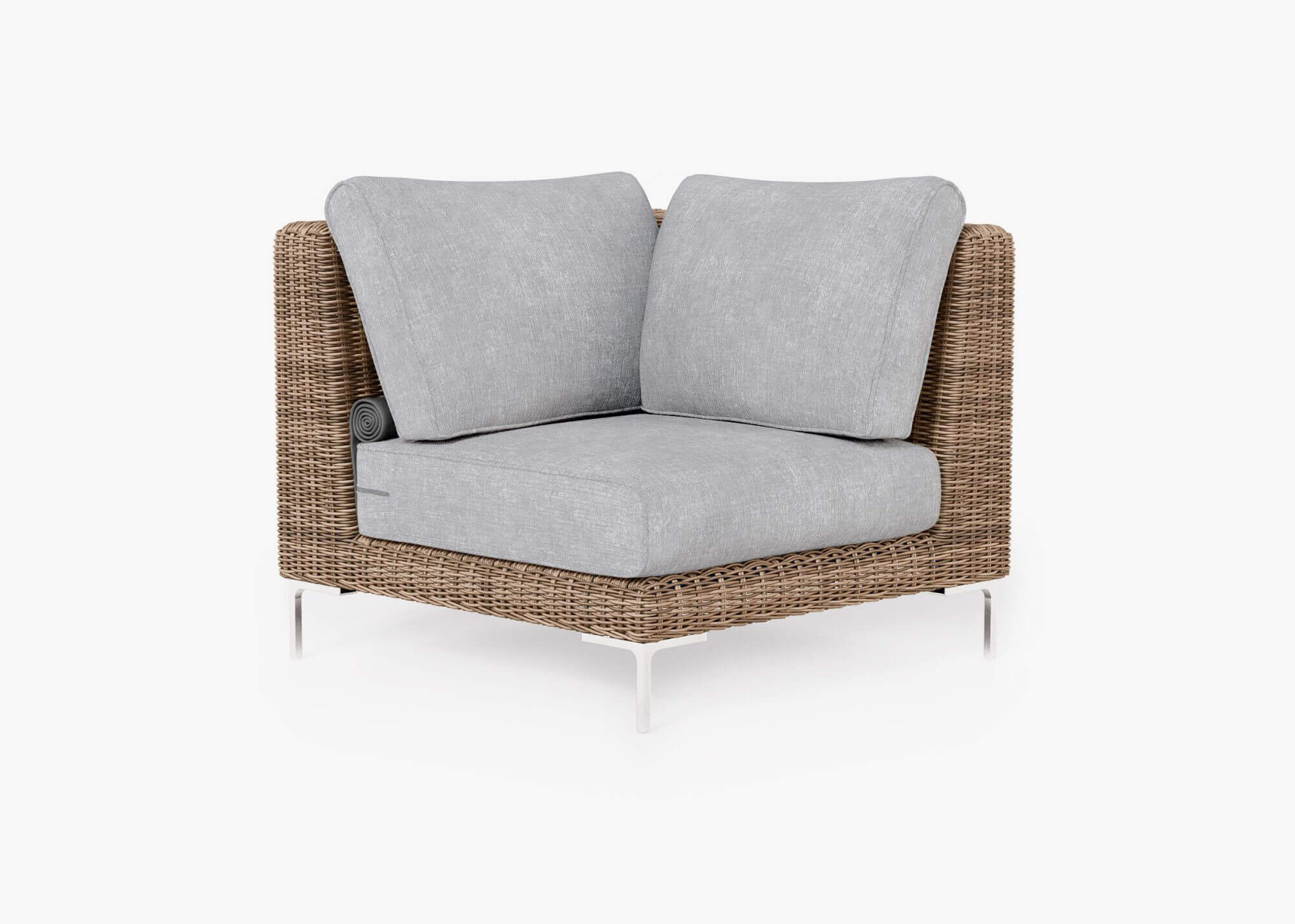 Chaise sectionnelle d'extérieur en osier marron
