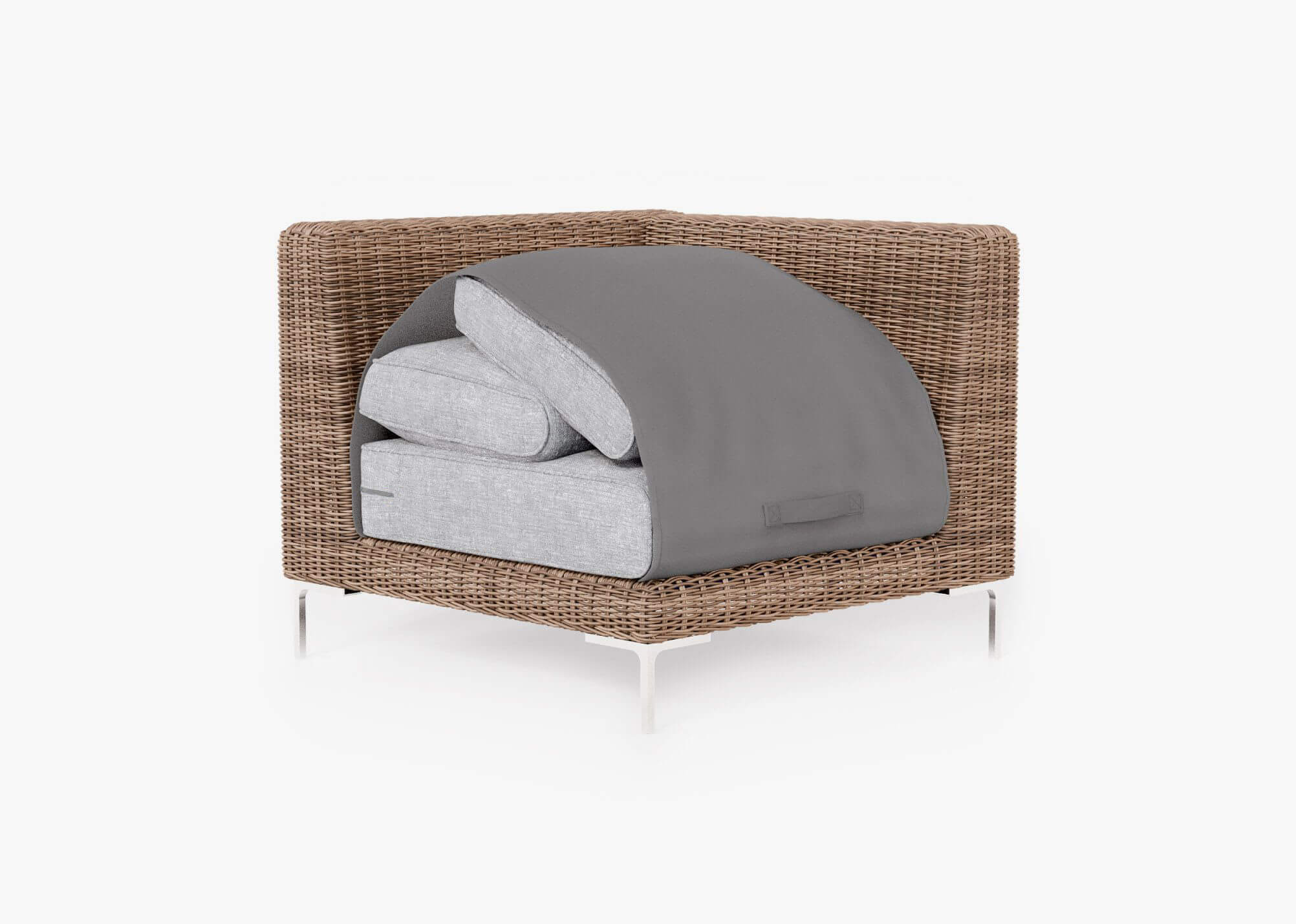 Chaise sectionnelle d'extérieur en osier marron