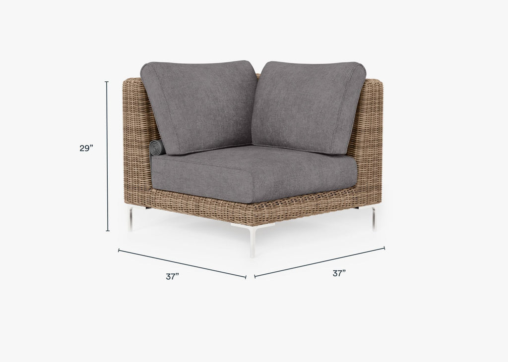 Chaise sectionnelle d'extérieur en osier marron