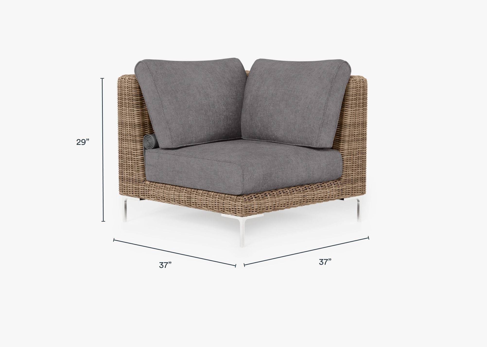 Chaise sectionnelle d'extérieur en osier marron