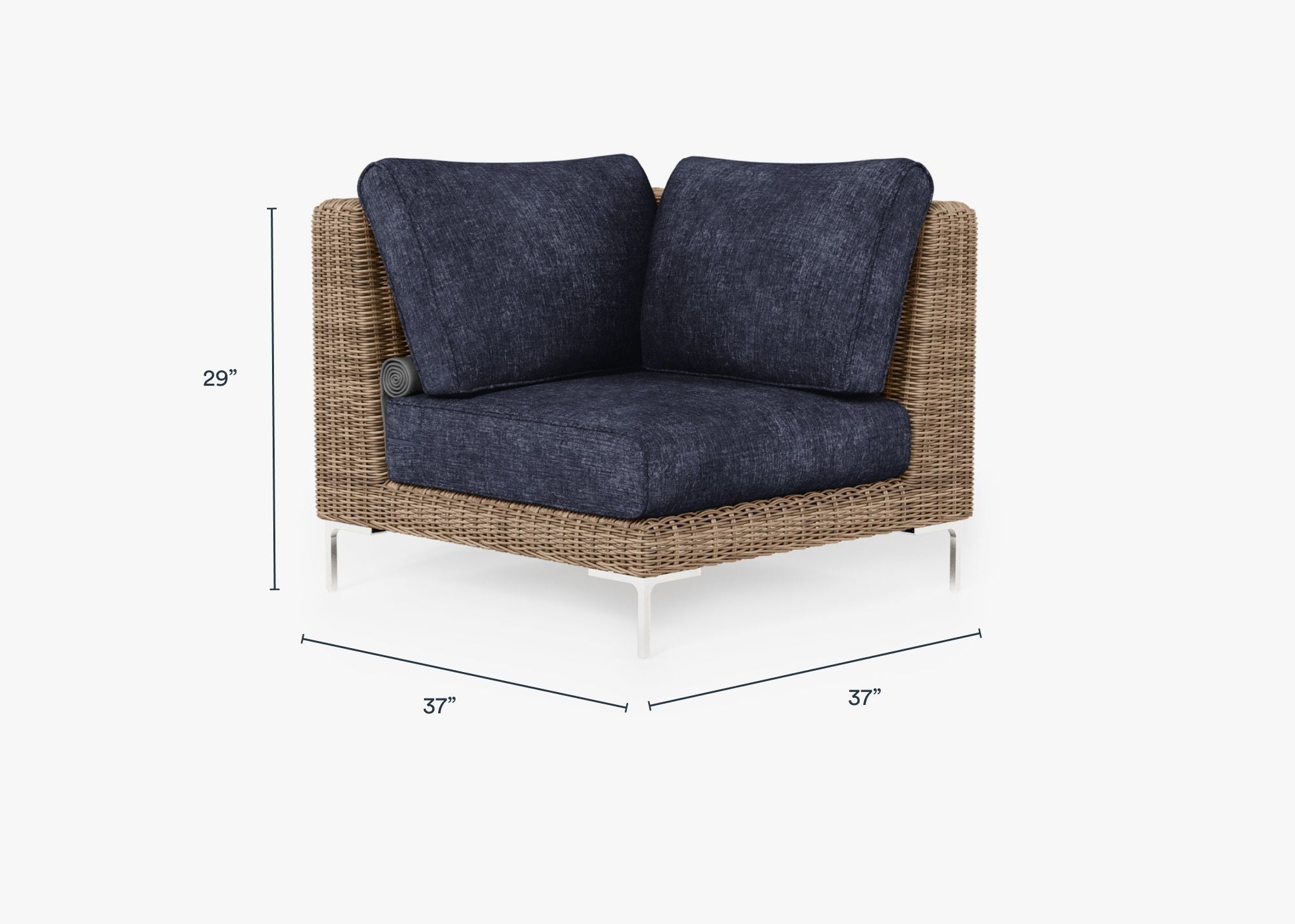 Chaise sectionnelle d'extérieur en osier marron