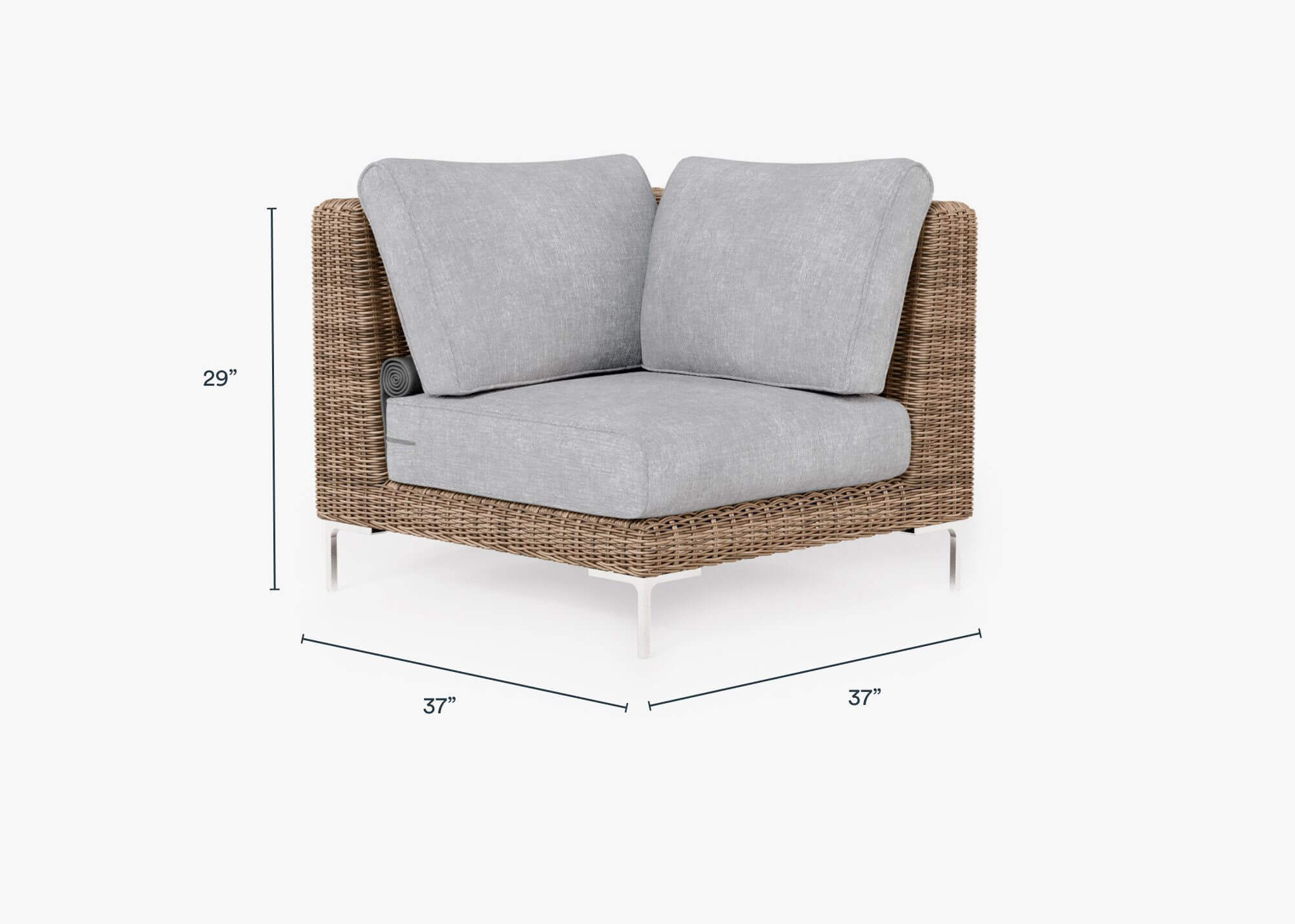 Chaise sectionnelle d'extérieur en osier marron