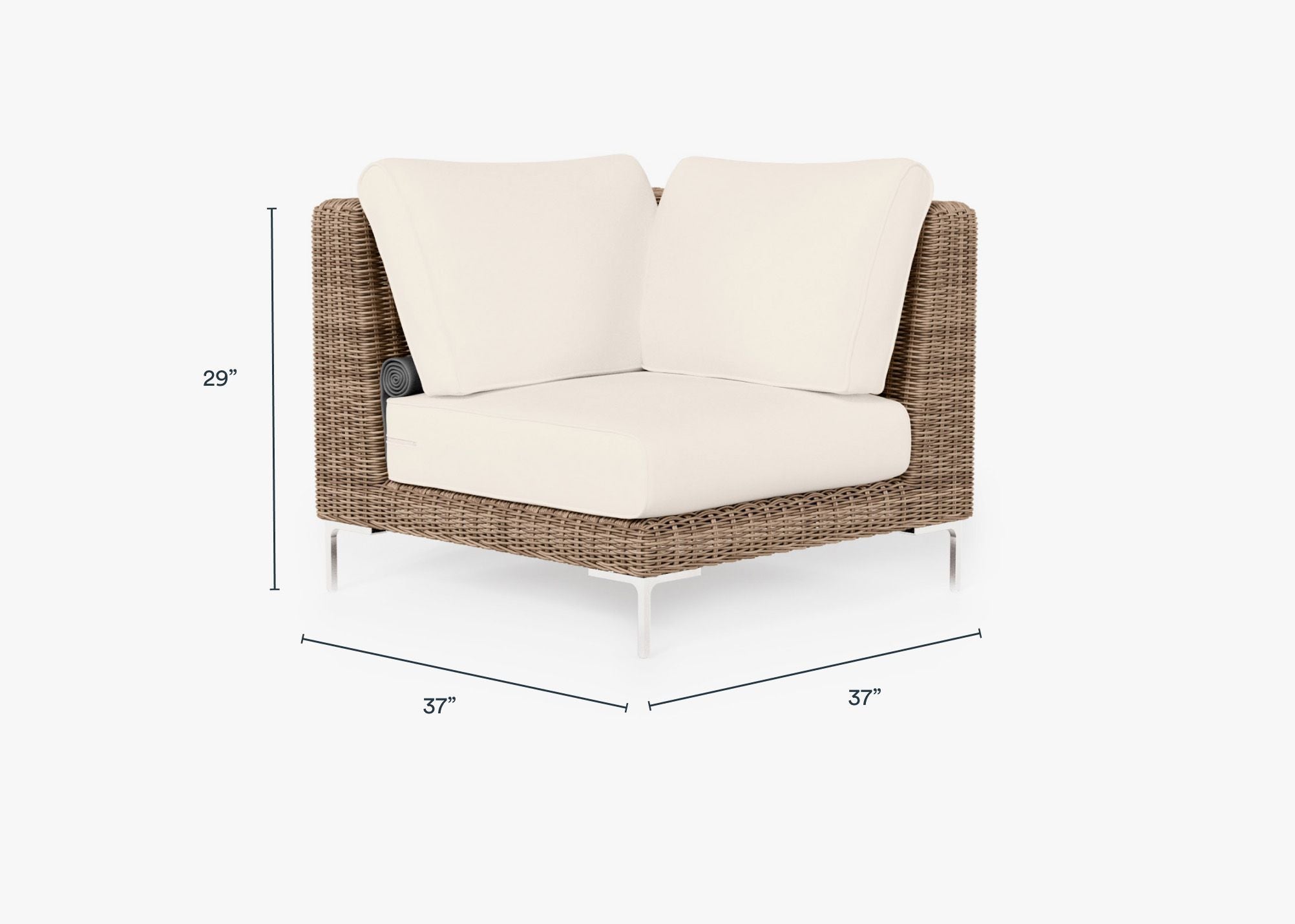 Chaise sectionnelle d'extérieur en osier marron